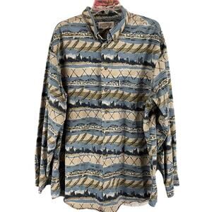 Roundtree & Yorke Outdoors Wildlife Button Down Shirt Mountains Kayak XL